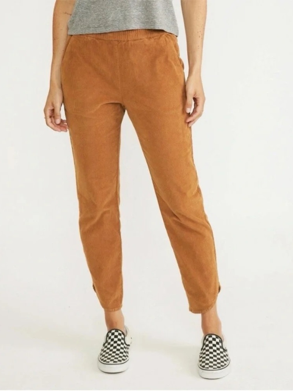 Women’s Marine Layer Allison Corduroy Pants in Camel Brown Tulip Hem Size Small